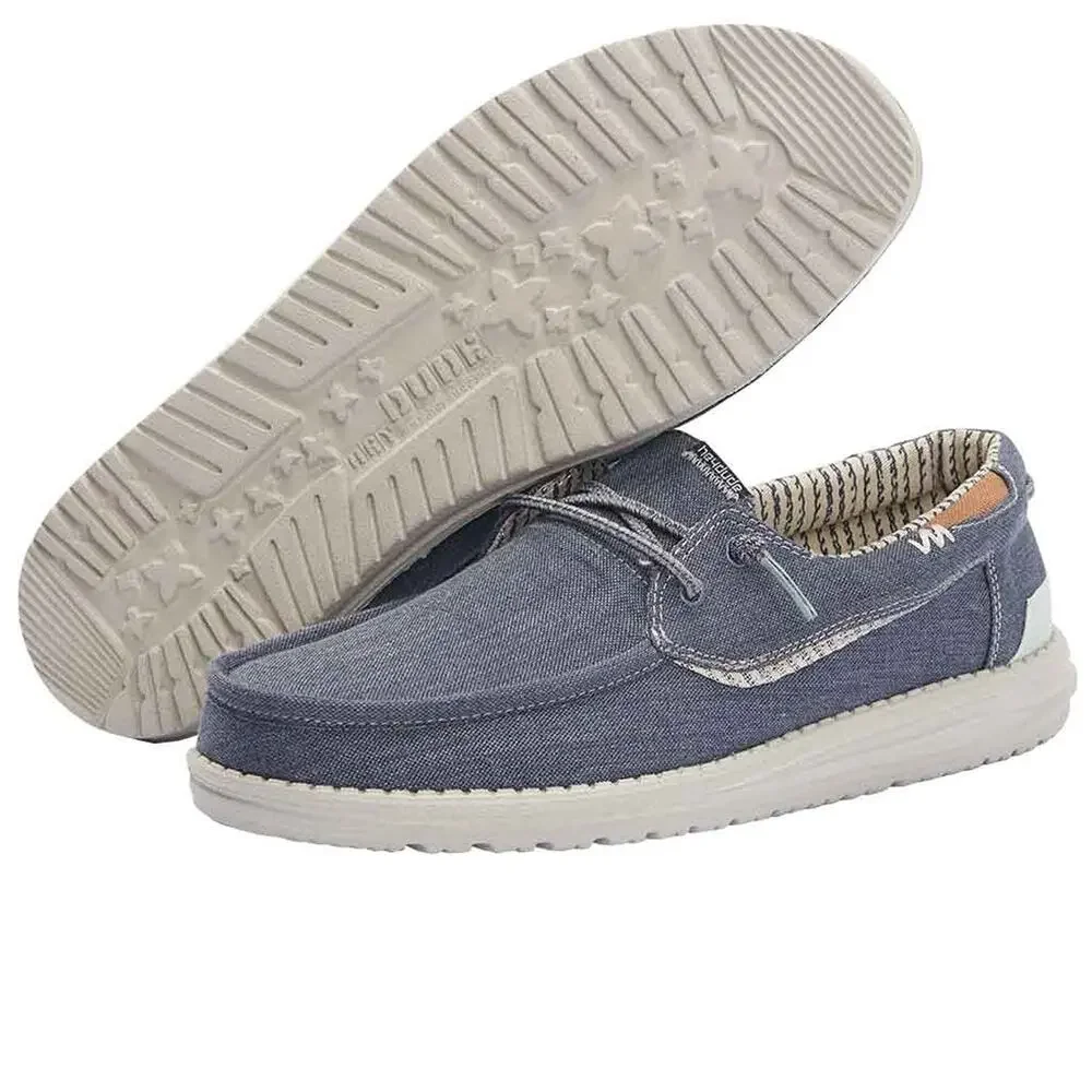 HEYDUDE MEN'S WELSH CHAMBRAY SEA BLUE, SIZE 12 | MEN’S LOAFERS |